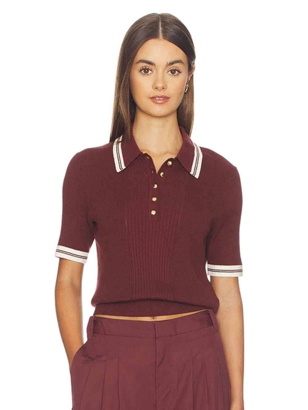 Rag & Bone Women’s Cashmere / Cotton Polo Sweater Top in Rosewood Small NWT